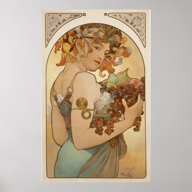 Alphonse Mucha - Obst - Drucken Poster (Vorne)