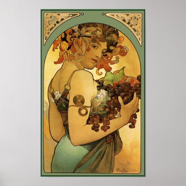 Alphonse Mucha Obstmalerei an der Grenze Poster (Vorne)