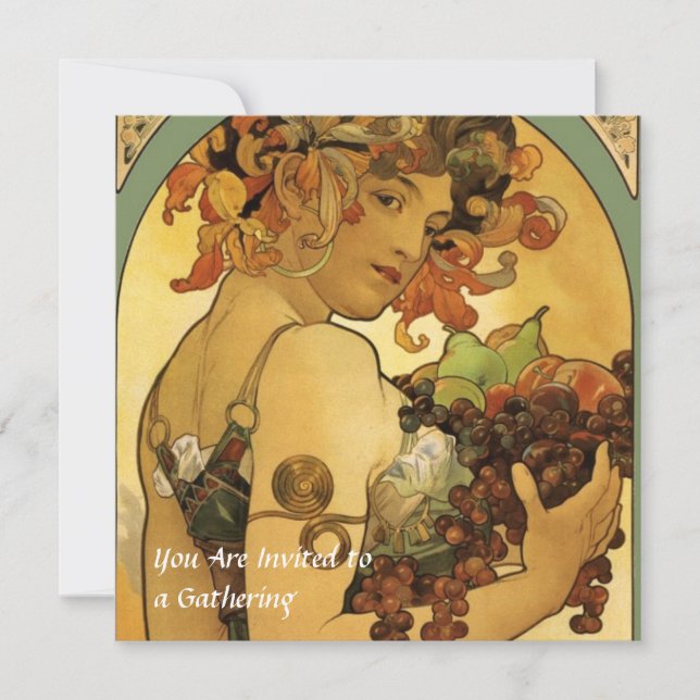 Alphonse Mucha Obstmalerei Einladung (Vorderseite)