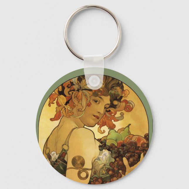 Alphonse Mucha Obstmalerei Schlüsselanhänger (Vorderseite)