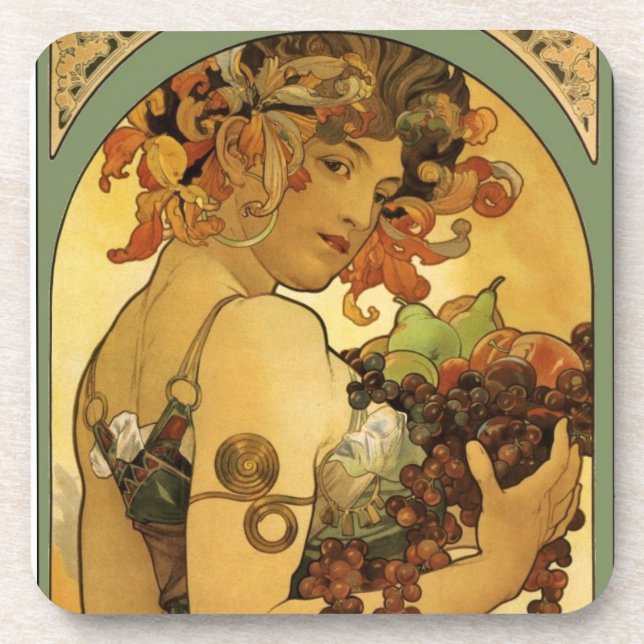 Alphonse Mucha Obstmalerei Untersetzer (Vorderseite)