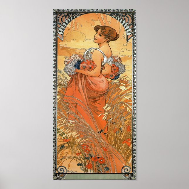 Alphonse Mucha Painting - Blume für Frauen Poster (Vorne)