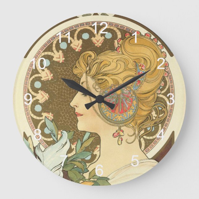 Alphonse Mucha Painting Große Wanduhr (Vorderseite)