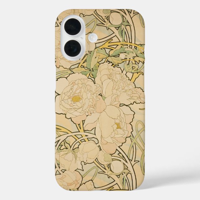 Alphonse Mucha Peonies Peony Rose Fawn 1897 Case-Mate iPhone Hülle (Rückseite)