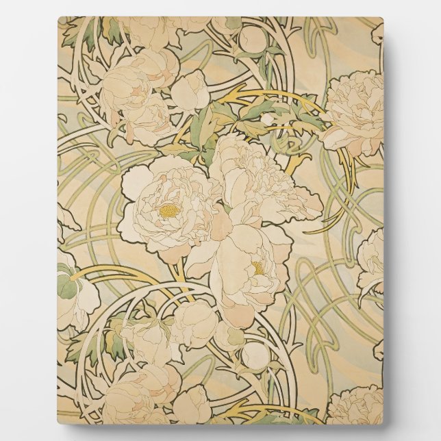 Alphonse Mucha Peonies Peony Rose Fawn 1897 Fotoplatte (Vorderseite)