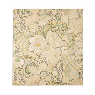 Alphonse Mucha Peonies Peony Rose Fawn 1897 Notizblock