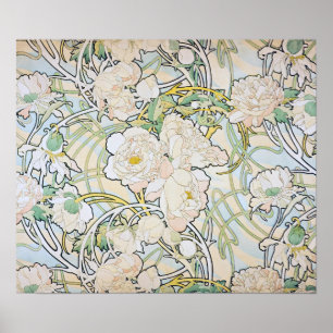 Alphonse Mucha Peonies Poster