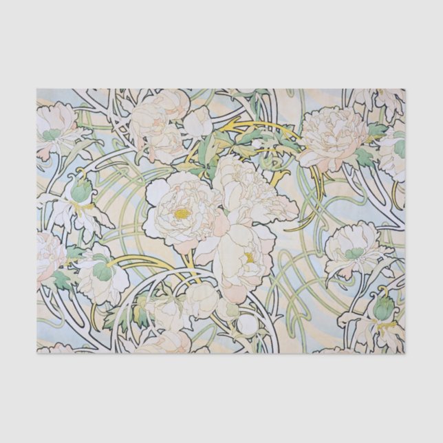 Alphonse Mucha Peonies Seidenpapier (Vorderseite)