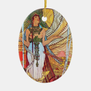 Alphonse Mucha Pfau Kunst Keramikornament