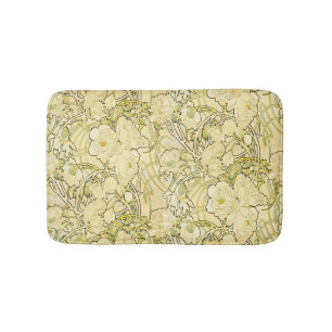 Alphonse Mucha Pfingstrosen Art Nouveau Blumenmust Badematte