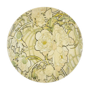 Alphonse Mucha Pfingstrosen Art Nouveau Blumenmust Schneidebrett