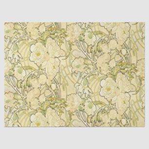Alphonse Mucha Pfingstrosen Art Nouveau Blumenmust Seidenpapier