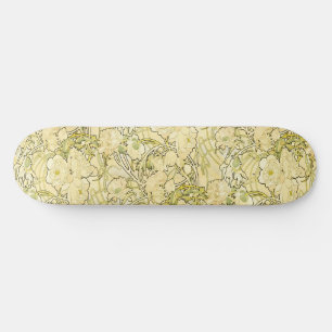 Alphonse Mucha Pfingstrosen Art Nouveau Blumenmust Skateboard