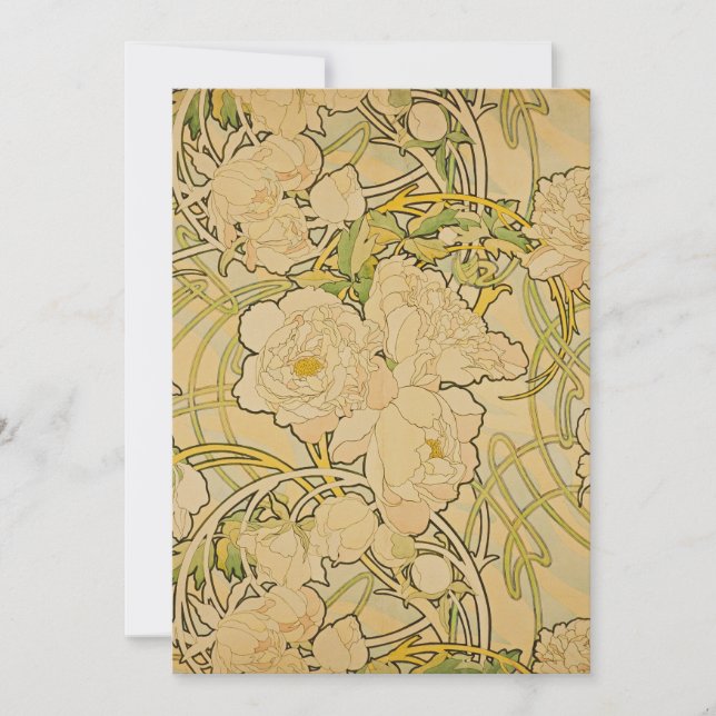 Alphonse Mucha - Pfingstrosen Einladung (Vorderseite)