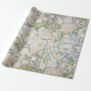 Alphonse Mucha Pfingstrosen Geschenkpapier