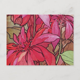 Alphonse Mucha Poinsettias Weihnachtskarten Feiertagspostkarte