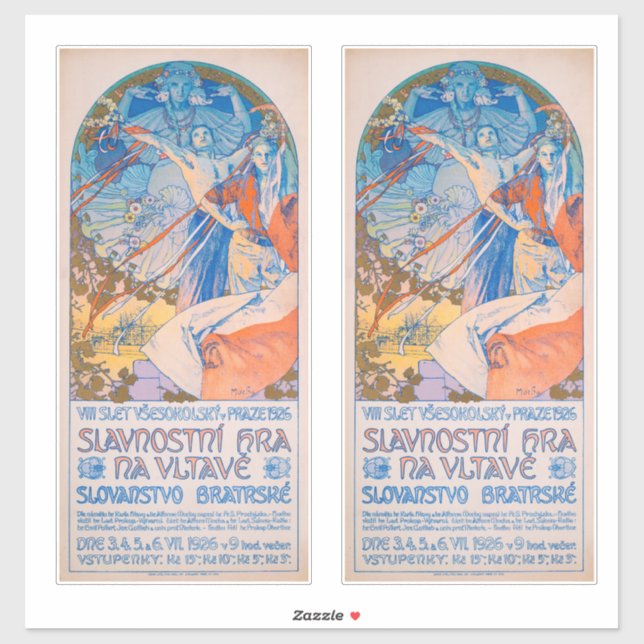 Alphonse Mucha Poster für das Sokol Festival (1926 Aufkleber (Blatt)