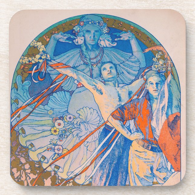 Alphonse Mucha Poster für das Sokol Festival (1926 Getränkeuntersetzer (Vorderseite)