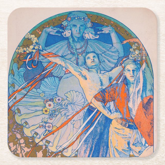 Alphonse Mucha Poster für das Sokol Festival (1926 Rechteckiger Pappuntersetzer (Vorderseite)