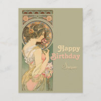 Alphonse Mucha Primrose CC0637 Geburtstagskarte