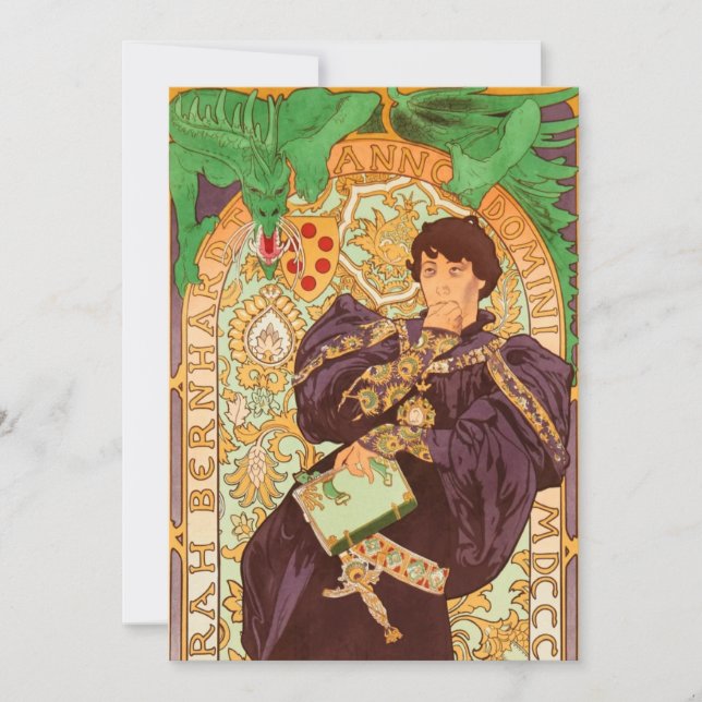 Alphonse Mucha Prince und Dragon Einladung (Vorderseite)
