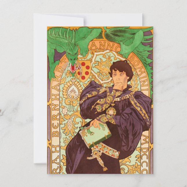 Alphonse Mucha Prince und Dragon Einladung (Vorderseite)