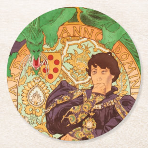 Alphonse Mucha Prince und Dragon Runder Pappuntersetzer