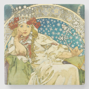Alphonse Mucha Princess Hyacinth Art Nouveau Steinuntersetzer
