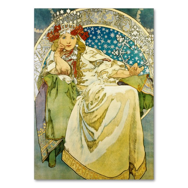 Alphonse Mucha Princess Hyacinth Art Nouveau Tischnummer (Vorderseite)