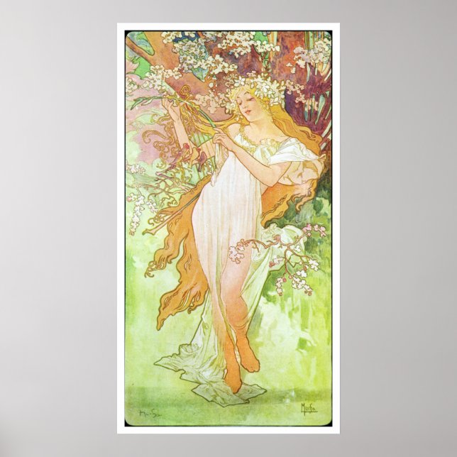 Alphonse Mucha Printemps/Frühjahr 1896 Poster (Vorne)