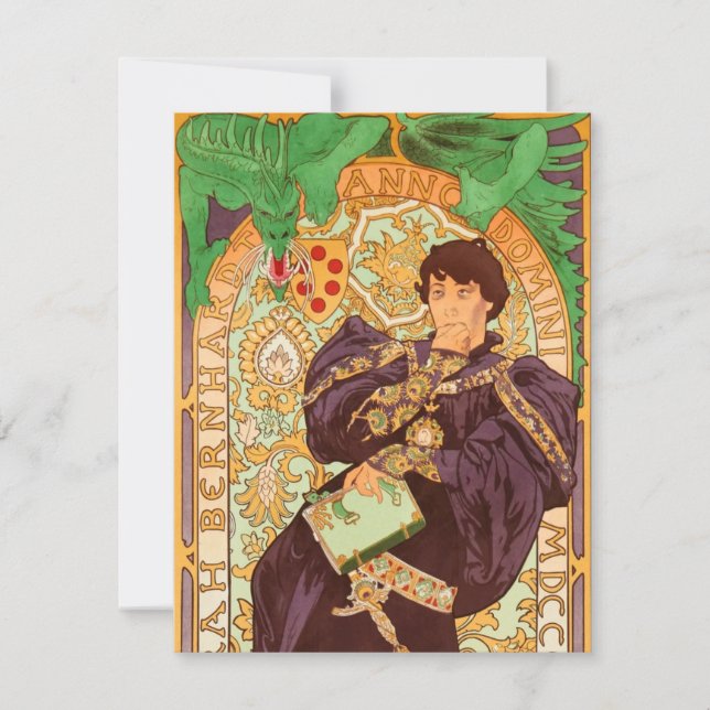 Alphonse Mucha Prinz und Drache Einladung (Vorderseite)