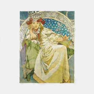 Alphonse Mucha Prinzessin Hyacinth Art Nouveau Fleecedecke