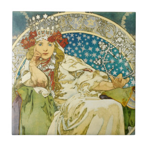 Alphonse Mucha Prinzessin Hyacinth Art Nouveau Fliese