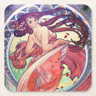 Alphonse Mucha Rechteckiger Pappuntersetzer