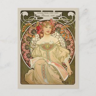 Alphonse Mucha Rêverie Daydream CC0877 Art Nouveau Postkarte