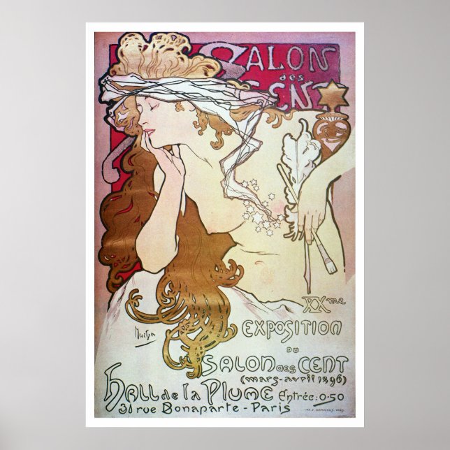 Alphonse Mucha. Salon Des Cent, 1896 Poster (Vorne)