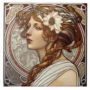 Alphonse Mucha Sarah Bernhardt Art Nouveau Keramik Fliese