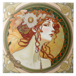 Alphonse Mucha Sarah Bernhardt Art Nouveau Keramik Fliese