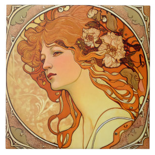 Alphonse Mucha Sarah Bernhardt Art Nouveau Keramik Fliese