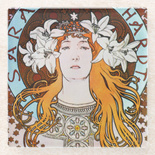Alphonse Mucha Sarah Bernhardt Vintag Art Nouveau Glasuntersetzer