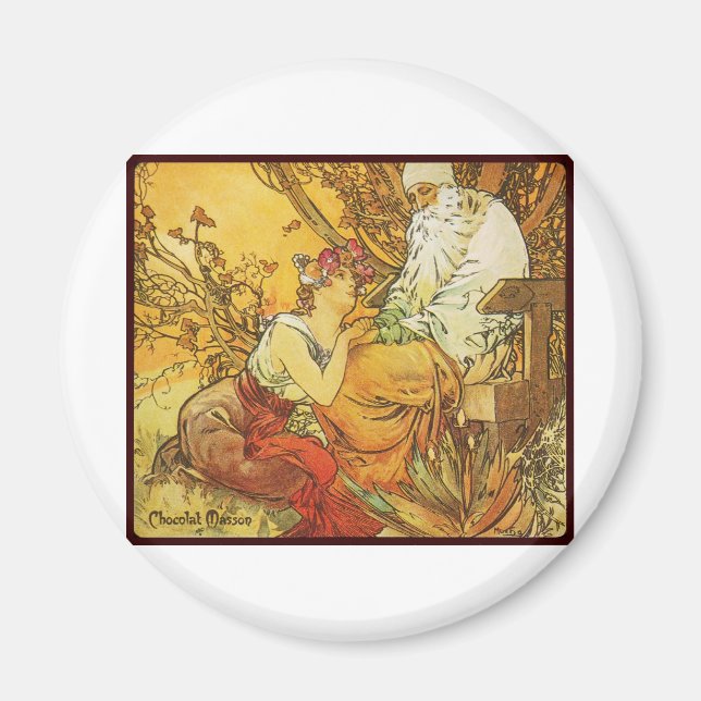 Alphonse-Mucha-Schokoladenmassage Magnet (Vorne)