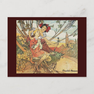 Alphonse-Mucha-Schokoladenmassage Postkarte
