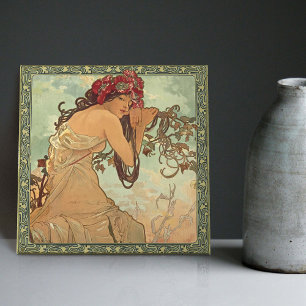 Alphonse Mucha Sommer-Saison Art Nouveau Vintage Fliese