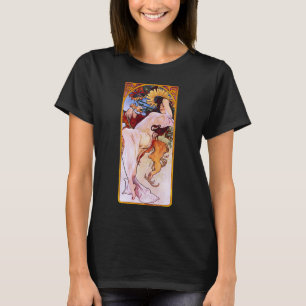 Alphonse Mucha Sommer-Saison, Vintage Art Nouveau T-Shirt