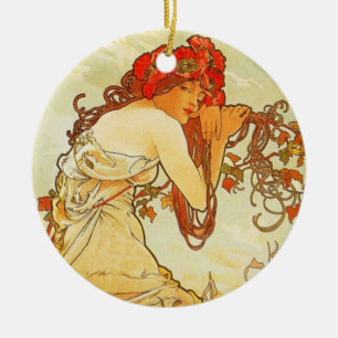 Alphonse Mucha Sommerornament Keramikornament