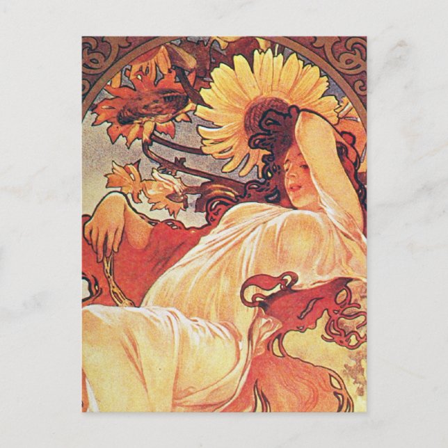 Alphonse Mucha Sonnenblume Postkarte (Vorderseite)