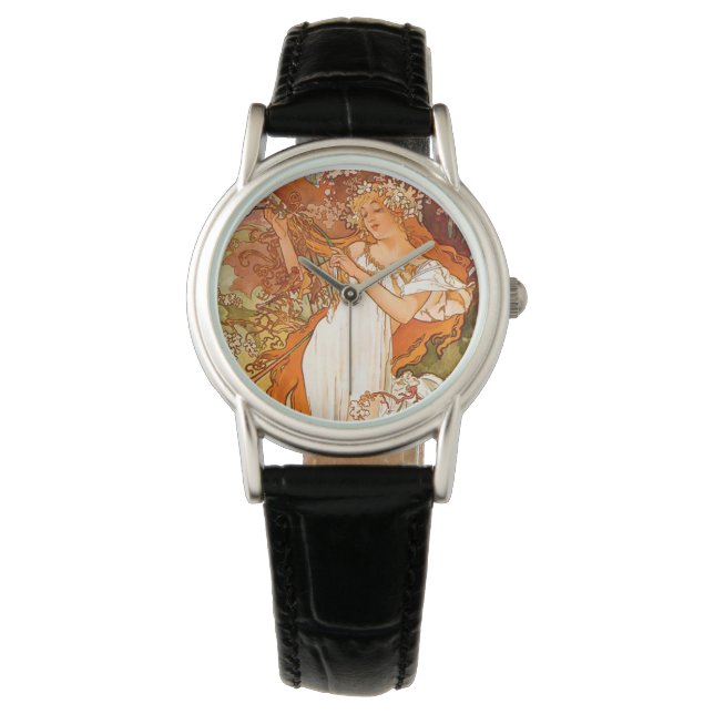 Alphonse Mucha Spring Armbanduhr (Vorderseite)