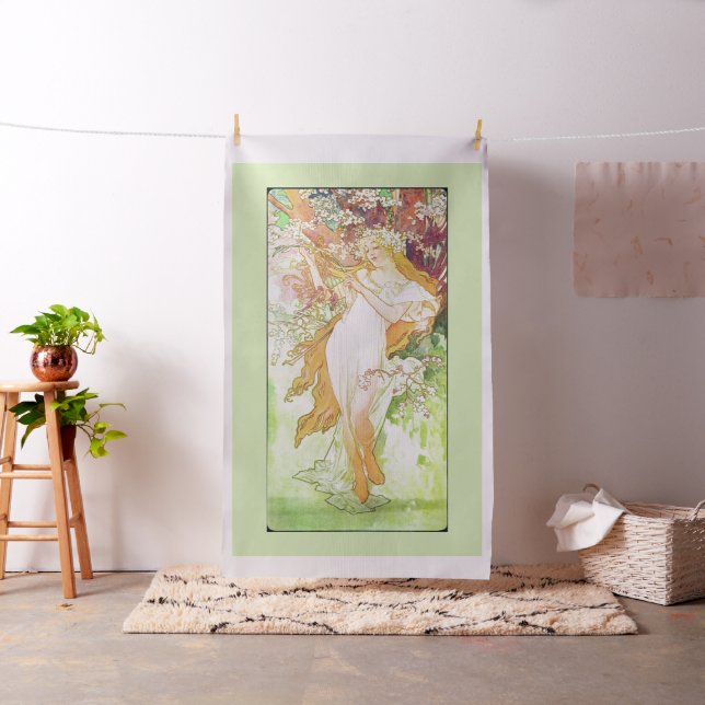 Alphonse Mucha Spring Floral Vintag Jugendstil Stoff (Beispiel)
