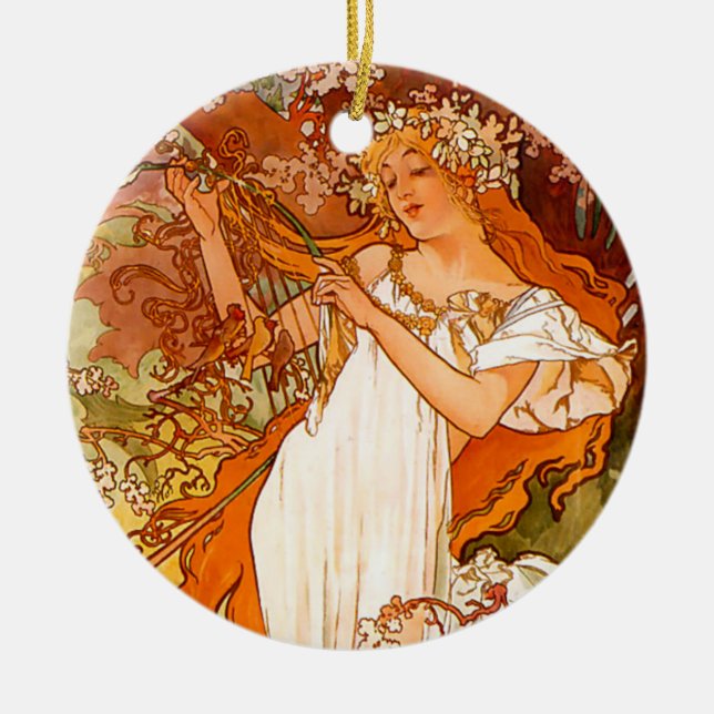 Alphonse Mucha Spring Keramik Ornament (Vorne)