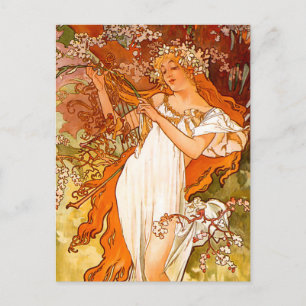 Alphonse Mucha Spring Postkarte